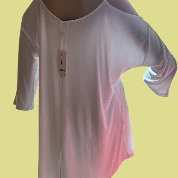 Styleword Cold Shoulder White Tunic Top With 3/4 Sleeves For Women Sz Large - Picture 3 of 4